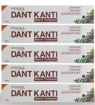 5 x Patanjali Dant Kanti Herbal Toothpaste 200g Each, Cavity Protection