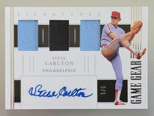 2021 Panini National Treasures Steve Carlton Game Gear AUTO #/5 Triple Patch HOF