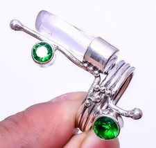 Point Crystal Designer Gemstone 925 Sterling Silver Handmade Ring 7.5 R8