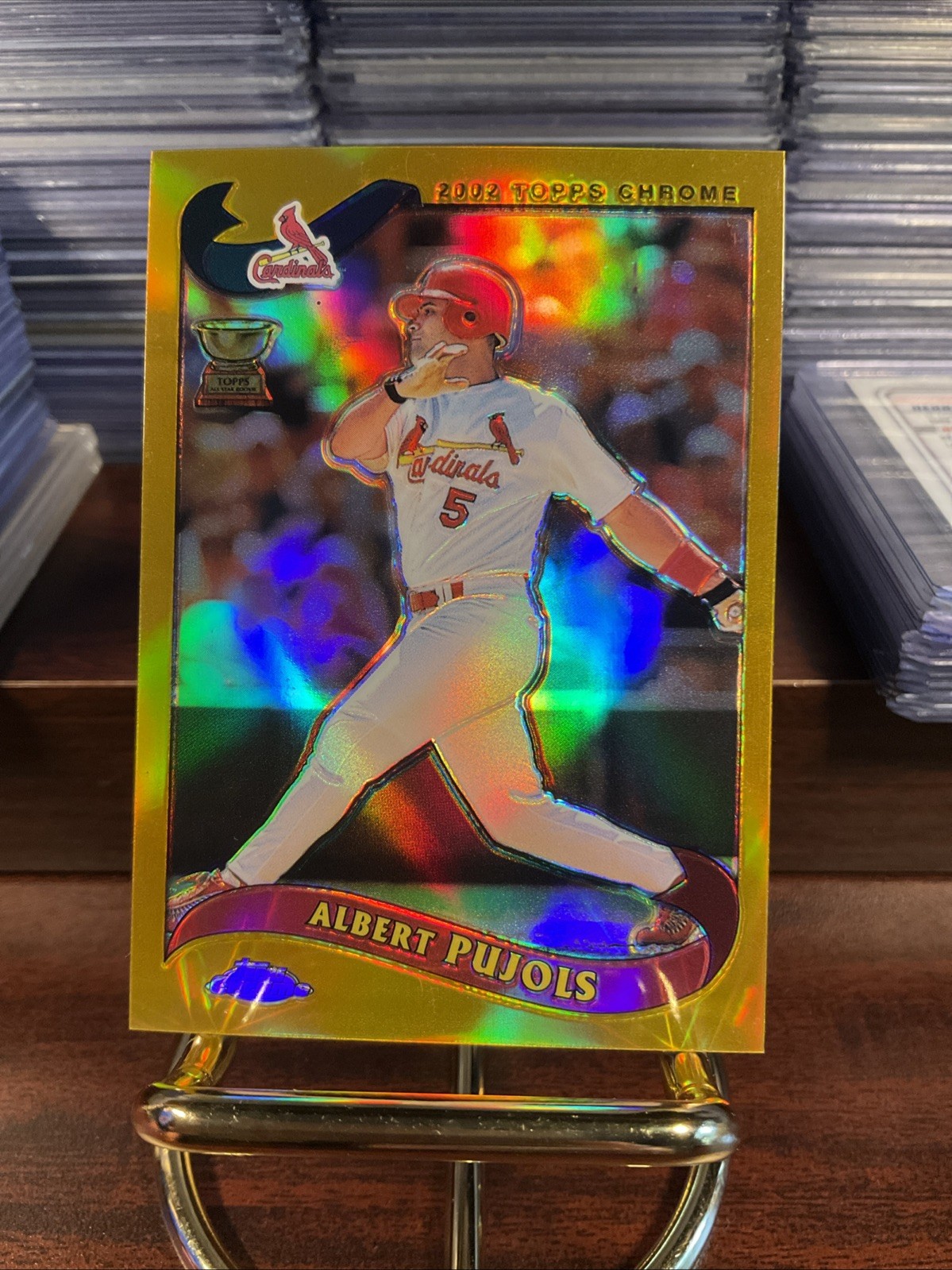 🔥 2002 Topps Chrome ALBERT PUJOLS GOLD REFRACTOR 2nd Year ROY Gold Cup -RARE
