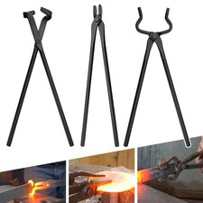 Blacksmith Tongs Set 3PCS, V-Bit Blade Tongs,...