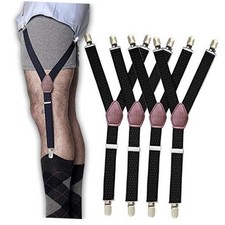 2 Pairs 4 Pieces Y-Style Shirt Stays For Men with Non-Slip Locking Clamps and