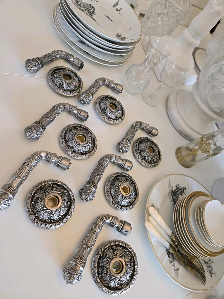 Lote de 7 palancas de puerta Sherle Wagner ornamentadas con placa posterior roseta nuevas en caja  Foto 2 de 4