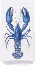 Chinoiserie Lobster Beach Kitchen Towels, Grandmillennial Ocean Crawfish Decorat