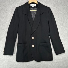 VTG Christian Dior Womens 4 Black Wool Blazer 80s/90s Curved Shawl Lapel USA