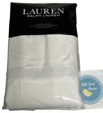 One Ralph Lauren EURO Pillow Sham Spencer Cable White/White Embroidery New