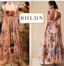 Anthro's BHLDN Marcella Floral Sheer Tiered Dress Romantic Garden EUC Size 6