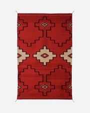 Roter Navajo Wollteppich 9 × 12 Fuß groß Indianer Südwesten Stil Azteken...