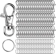 160PCS Lobster Claw Clasp with Key Rings 80PCS Keychain Clip and 80PCS Key Chain