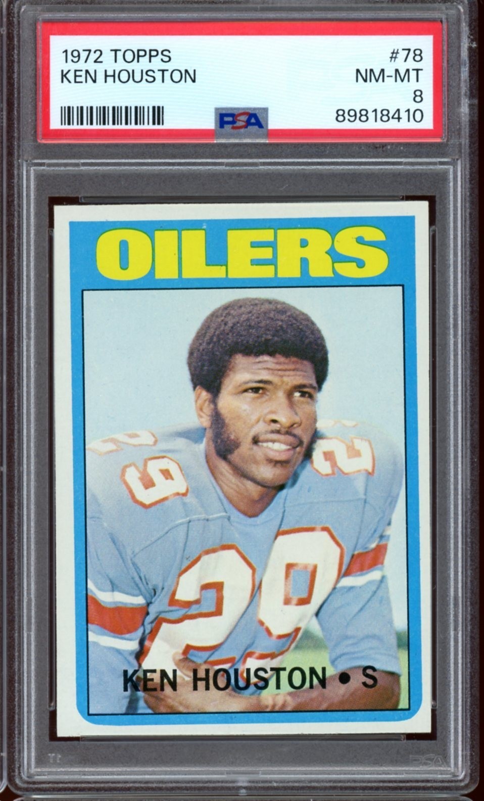 1972 Topps Football #78 Ken Houston PSA 8