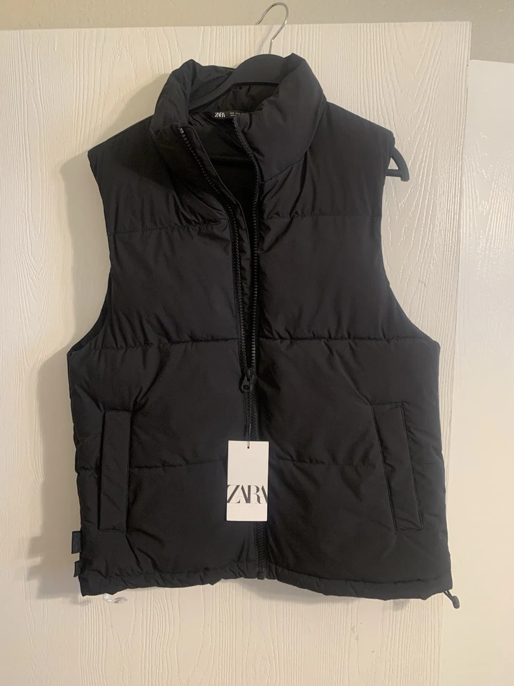 Chaleco Técnico Acolchado Zara Hombre Talla Pequeña Negro Cremallera Completa Foto 4 de 4