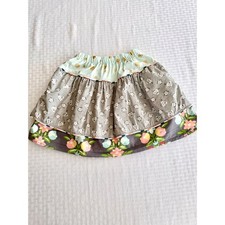 Matilda Jane Girls Sz 2 Floral Ruffle Tiered Skirt Mixed Print Cottagecore Grey