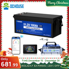 48V 100Ah Lithium LiFePO4 Golf Cart Battery with 48V 18A Charger Trolling Motor