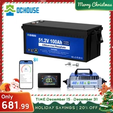 48V 100Ah Lithium  LiFePO4 Golf Cart Battery with 48V 18A Charger Trolling Motor