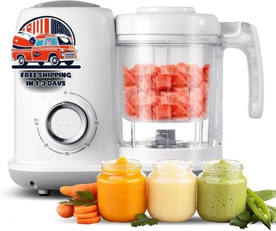 Procesador y vaporizador de alimentos para bebés, batidora para purés, blanco US