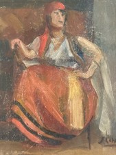 Belle Painting Oil Canvas Woman Portrait Italian Italy 1900 Expressionist