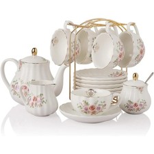 Porcelain Tea Sets British Royal Series, 8 OZ Cups  Saucer Service for 6