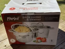 Parini Pasta Cooker & Steamer with Colander 5 Quart Capacity 4 Piece Set NIB