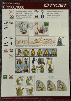 City Jet CRJ 900 / 1000 Safety Card Rev. 00 October 2023