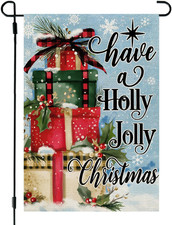 Holly Jolly Christmas Garden Flag 12X18 Inch Double Sided Xmas Decoration for ou