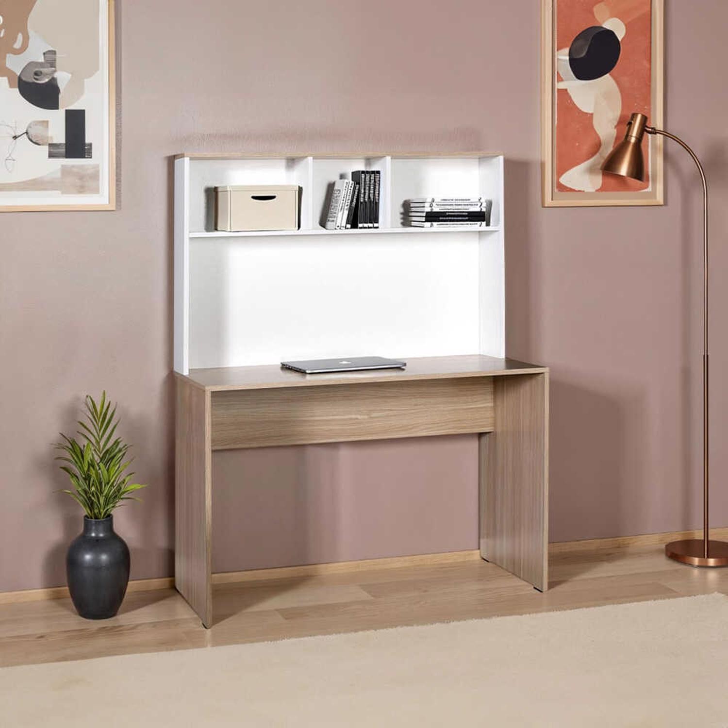 FWStyle Oak and White Home Study Desk - Image 2