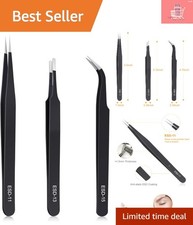 3PCS Precision Tweezers Set   ESD Safe Stainless Steel for Crafts  Electronics
