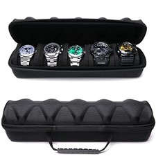 5 slots Watch travel case, hard watch storage organizer box with soft foam