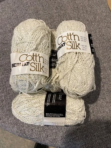 Lot of  6 Vintage Bernat Cott'n Silk Nubby Worsted Weight Yarn - Sandal Wood - product listing photo