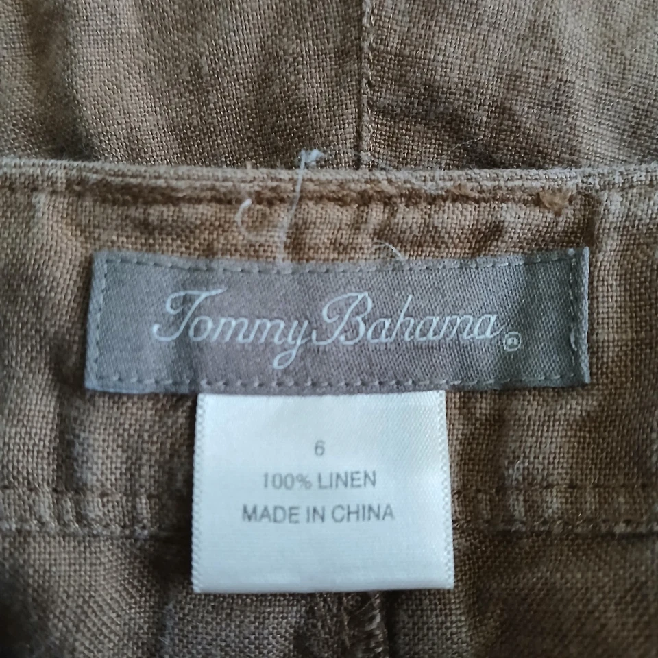 Tommy Bahama Womens Linen Cargo Pants Brown Wide Leg Size 6 - Image 4 of 4