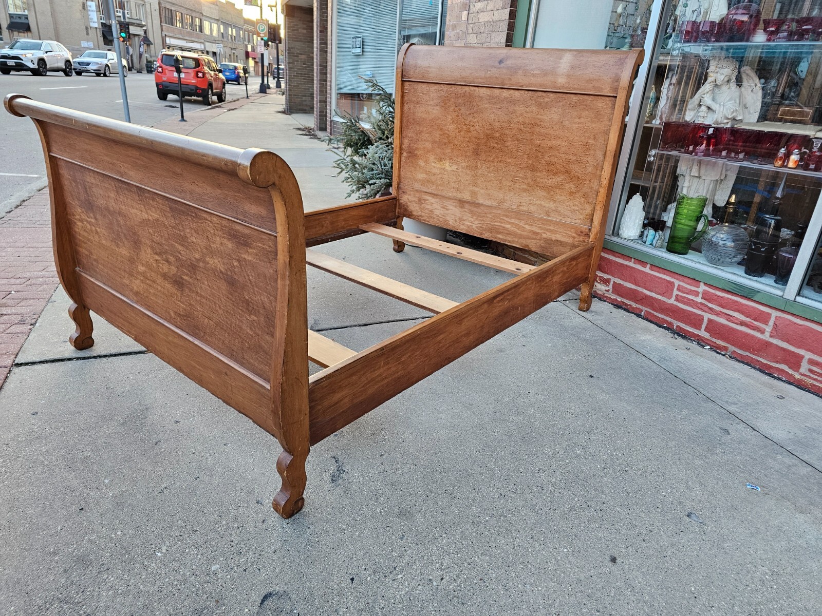 Antique Bird's eye Maple Sleigh Bed full + Complete eBay