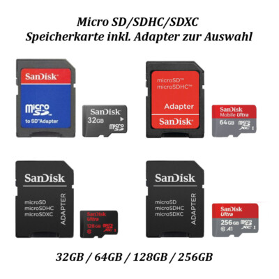 32GB/64GB/128GB/256GB Sandisk Ultra Micro SDXC Speicherkarte UHS-I 150 MB/s A1