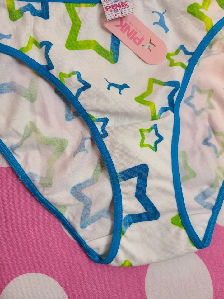 ☆RARO Victoria's Secret ROSA Vintage Gráfico Algodón Tiro Bajo Bikini Panty Talla M☆ Foto 2 de 4