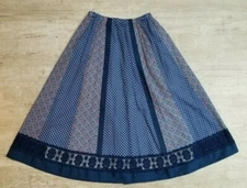 Vintage 70s Carefree Fashions Blue Full Prairie Boho Skirt Lace & Floral - XS/S 