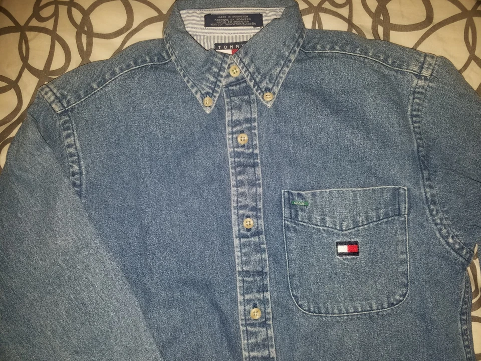 VTG TOMMY HILFIGER Kids Denim Jacket Button Down Size Small EUC - Image 2 of 4