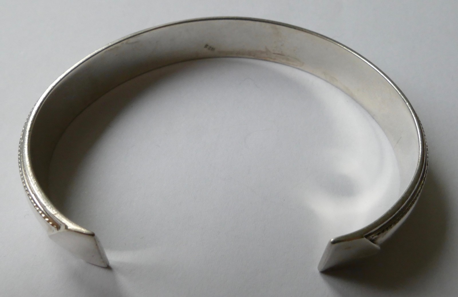 Large bangle solid design 925 silver vintage 70s … - image 3