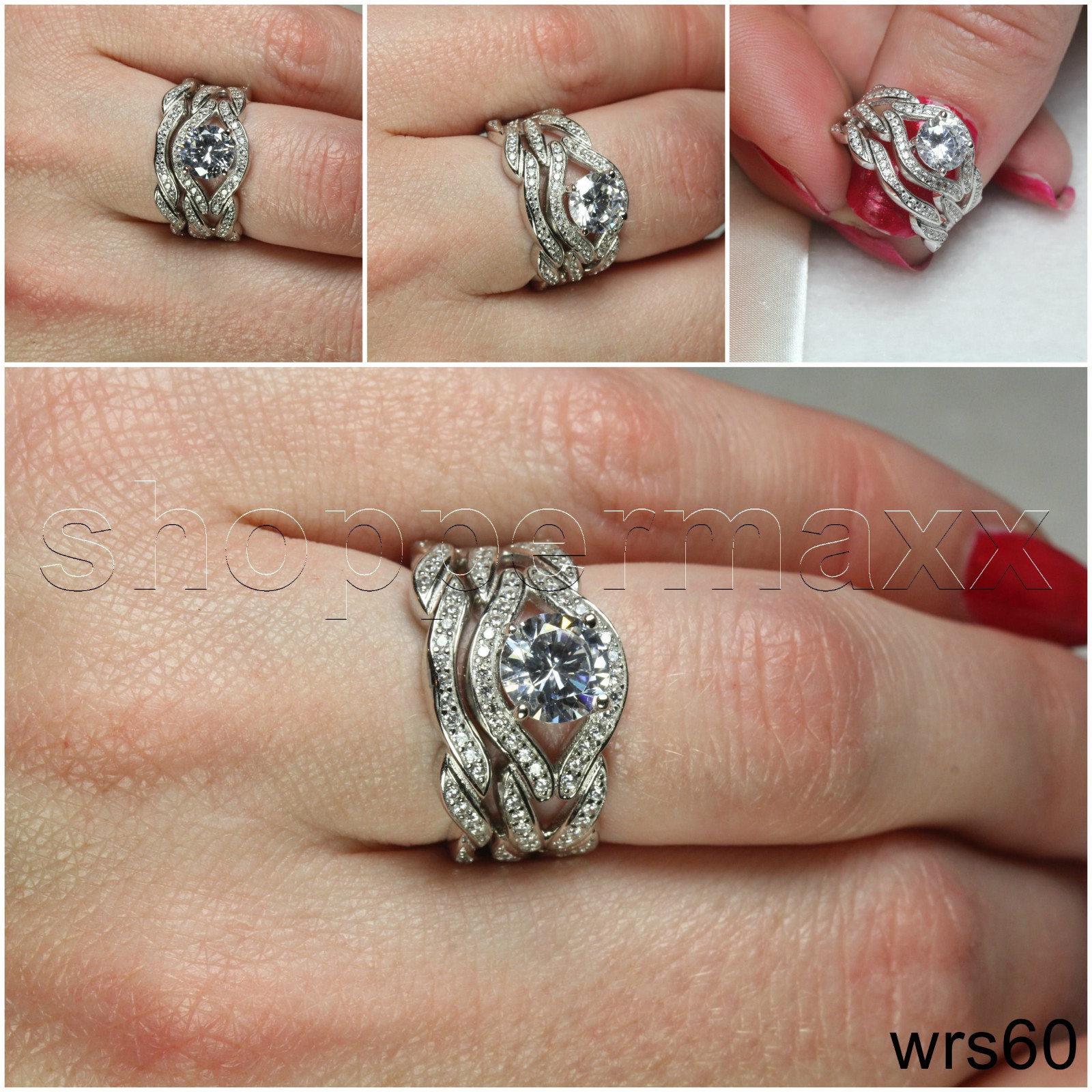 STERLING SILVER 925 BRAND NEW NICKEL FREE ENGAGEMENT & WEDDING RING SET