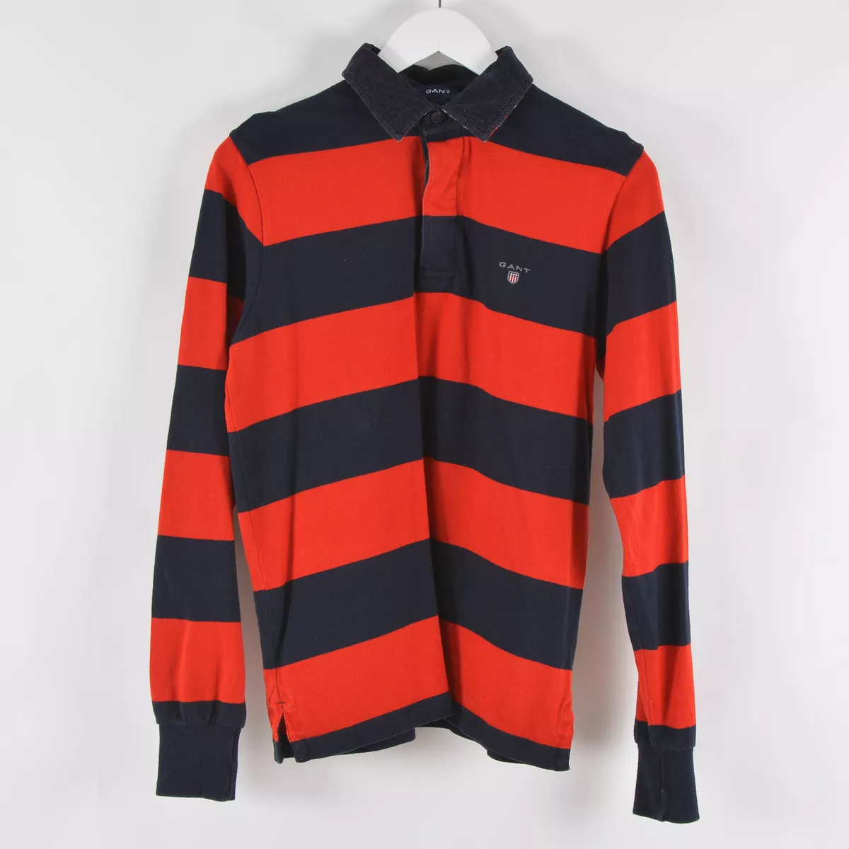 GANT Men&#039;s Long Polo T-Shirt Small Colorblock Navy Red Button eBay