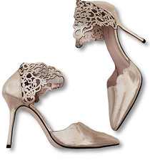 Klub Nico Laser Cutout Sandal Heels Size 8 In Champagne Bridal