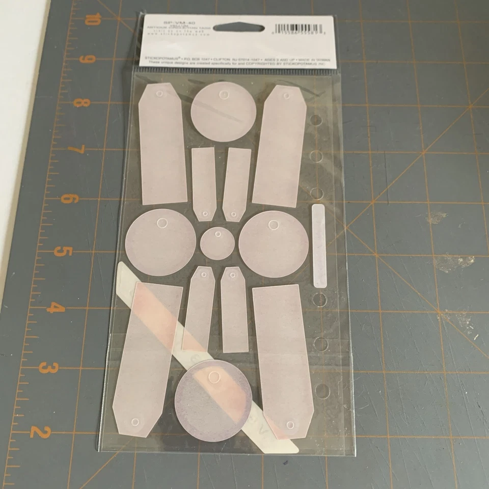 Sticko- Vellum ANTIQUE CIRCLE Rectangle THIN TAGS Journaling Scrapbook Stickers - Image 3 of 4