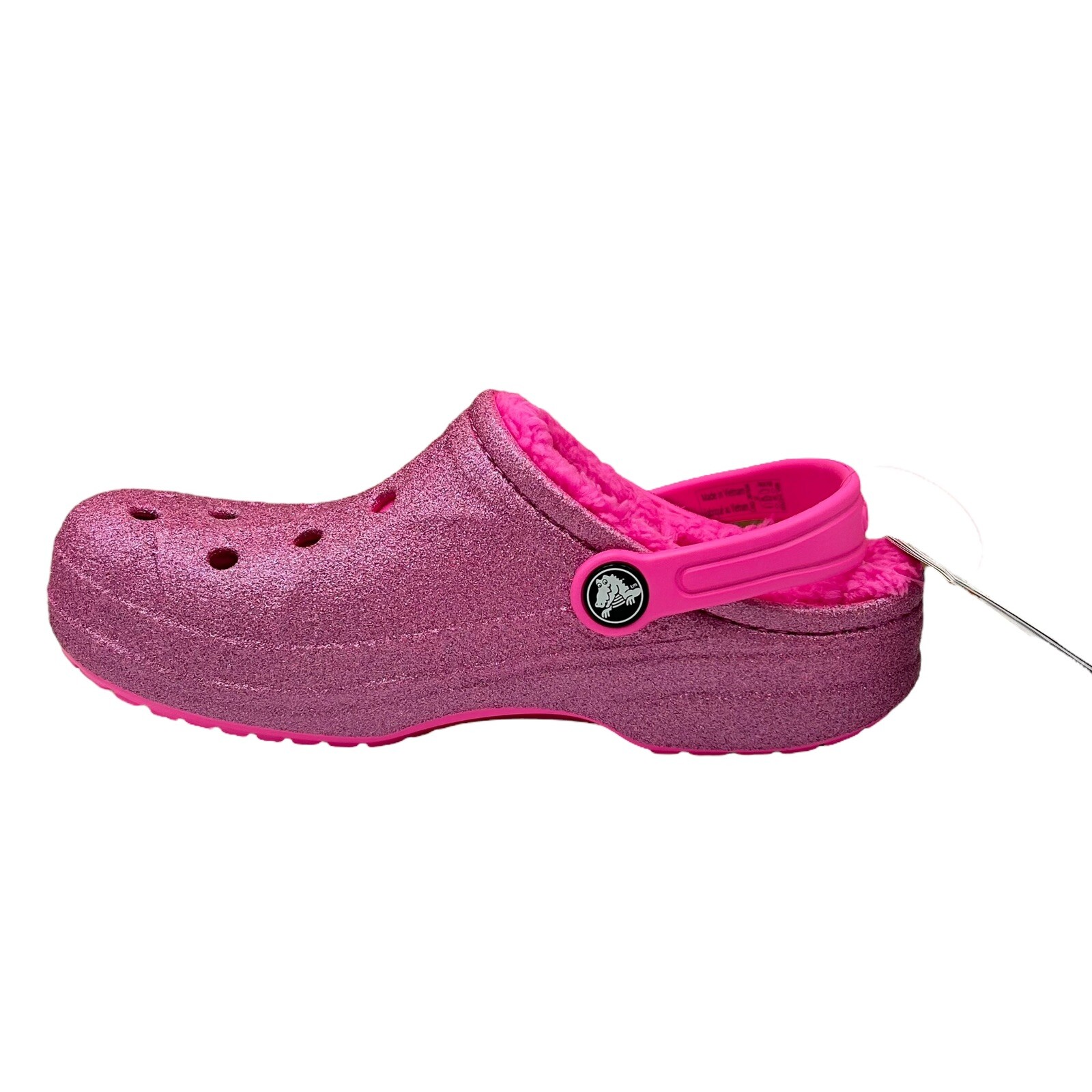 Crocs Baya Youth Big Girls Faux Fur Glitter Clogs Size 3 (J3) Pink Slip-on image 6