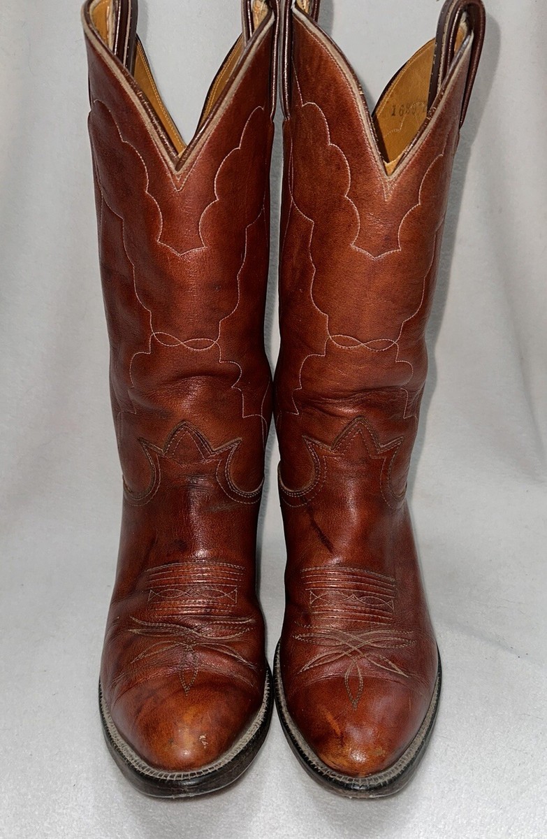 VTG Tony Lama Mens Black Label 7.5 Western Brown Leather VTG Tony Lama Mens Black Label 7.5 Western Brown Leather