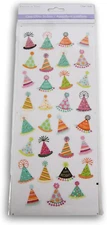 Party Hat Stickers - Happy Birthday Hats Glitter Peel-And-Stick Decals for Paper
