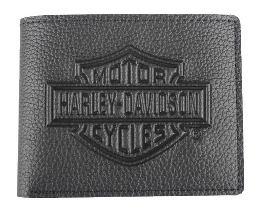 Harley-Davidson hombre cuero con el logotipo repujado en B\u0026s Billetera  Cartera XML3554-Negro | eBay