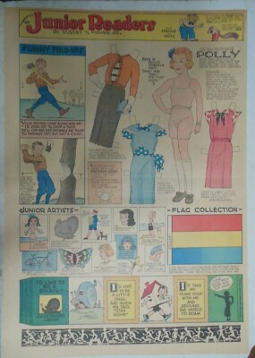 ドリーページ Junior Readers Paper Doll by Dudley Fisher from 6/4/1939 Full Size