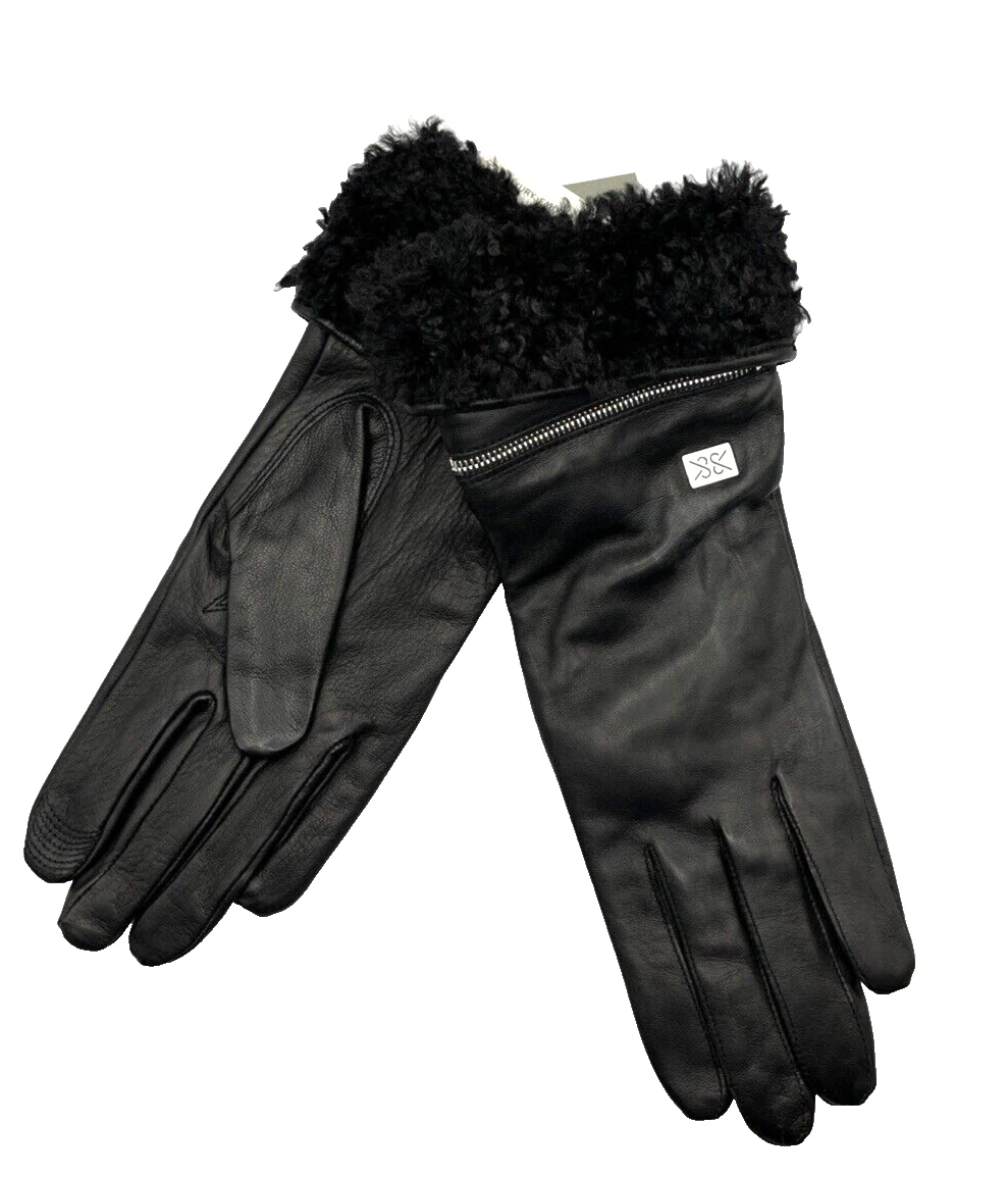 Soia & Kyo women's Demy Leather Zip Convertible Gloves - Medium / M - Black