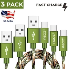 3 Pack Camo USB C Cable FAST Charger for Samsung Galaxy S25 S24 S23 A15 A16 A54