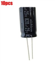 10Pcs 820Uf 25V 105C Radial Electrolytic Capacitor 10MM 20MM vp