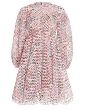 Zimmermann Poppy Eyelet Short Dress | Crimson Floral, Cocktail, Dolman Sleeves