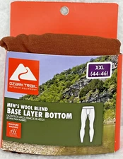 Ozark Trail Men’s Merino Wool Blend Base Layer Bottoms Sz XXL 44-46 Cognac Brown