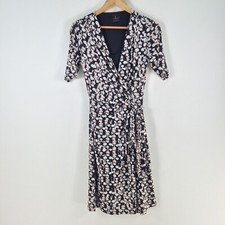 David Lawrence womens dress size S fit flare multicolour geometric Vneck 098479